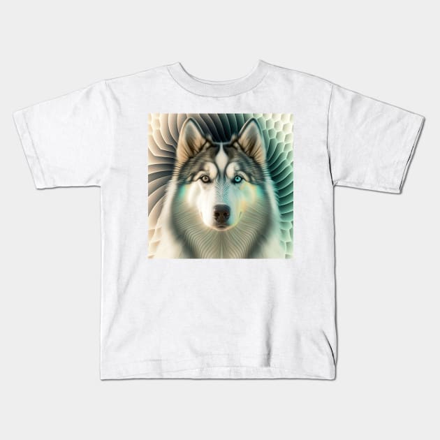 Fractal Design of An Alaskan Malamute Kids T-Shirt by daniel4510